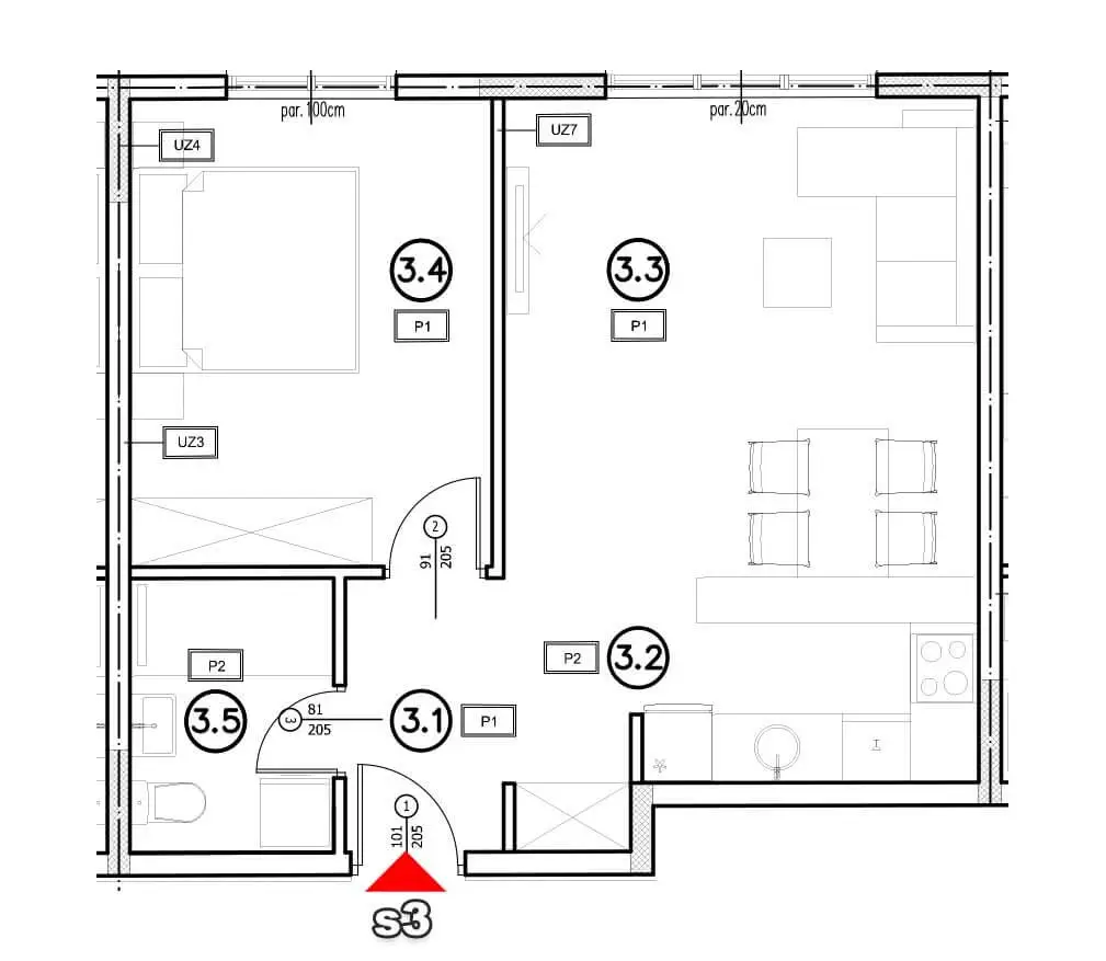 Stan 3 - Raspored prostorija